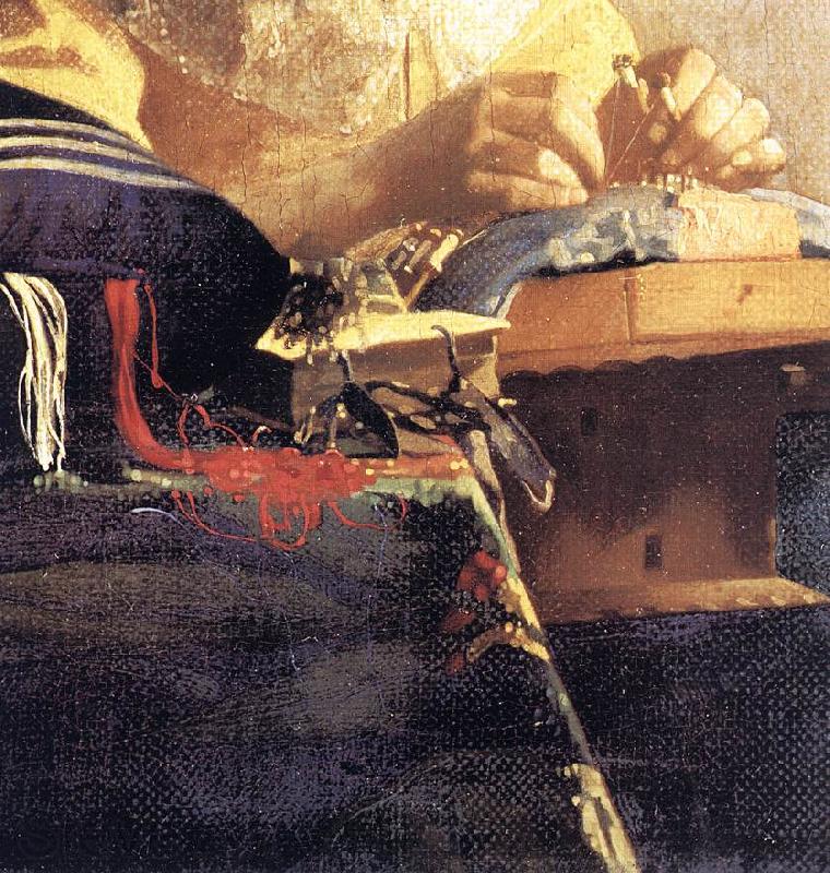 VERMEER VAN DELFT, Jan The Lacemaker (detail) qwr Spain oil painting art